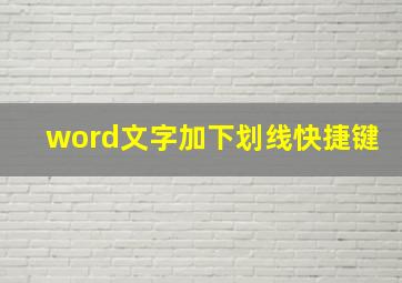 word文字加下划线快捷键