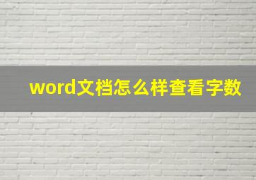 word文档怎么样查看字数