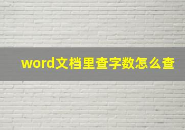 word文档里查字数怎么查