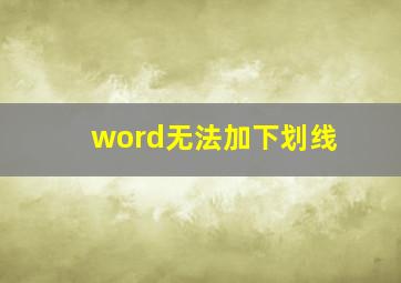 word无法加下划线