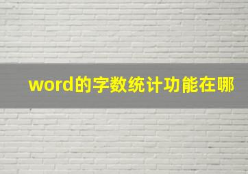 word的字数统计功能在哪