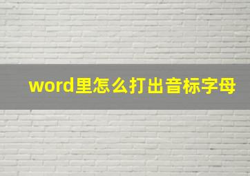 word里怎么打出音标字母