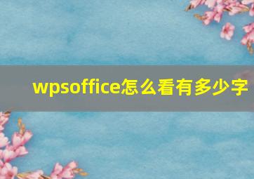 wpsoffice怎么看有多少字