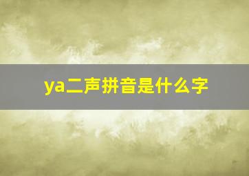 ya二声拼音是什么字