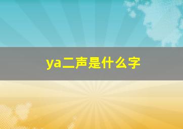 ya二声是什么字