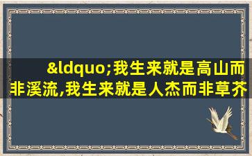 “我生来就是高山而非溪流,我生来就是人杰而非草芥”