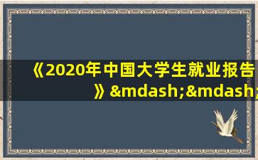 《2020年中国大学生就业报告》——麦可思