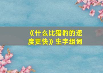 《什么比猎豹的速度更快》生字组词