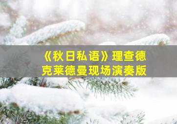 《秋日私语》理查德克莱德曼现场演奏版