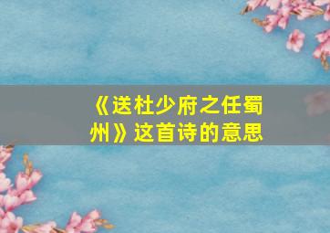 《送杜少府之任蜀州》这首诗的意思