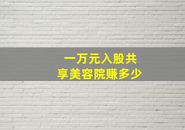 一万元入股共享美容院赚多少