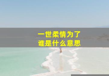 一世柔情为了谁是什么意思