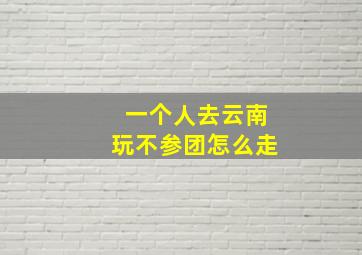 一个人去云南玩不参团怎么走