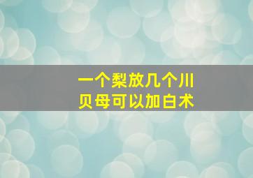 一个梨放几个川贝母可以加白术