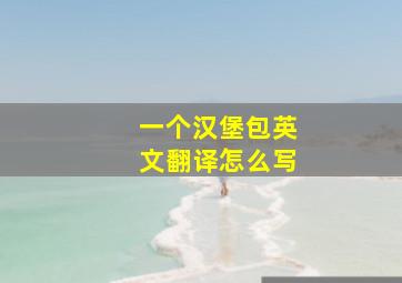 一个汉堡包英文翻译怎么写