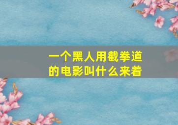 一个黑人用截拳道的电影叫什么来着