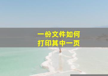 一份文件如何打印其中一页