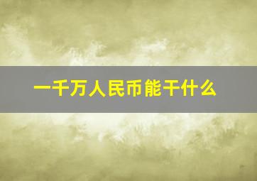 一千万人民币能干什么