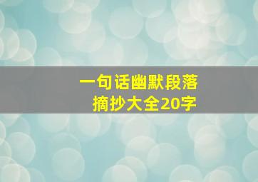 一句话幽默段落摘抄大全20字