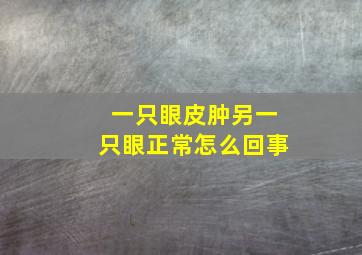 一只眼皮肿另一只眼正常怎么回事