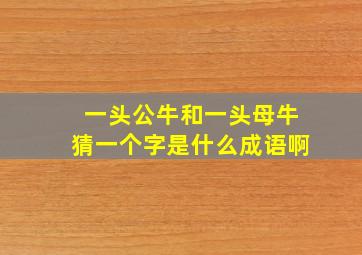 一头公牛和一头母牛猜一个字是什么成语啊