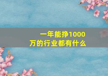 一年能挣1000万的行业都有什么