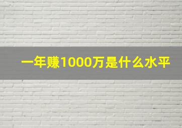 一年赚1000万是什么水平