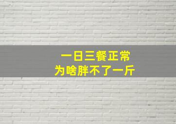 一日三餐正常为啥胖不了一斤