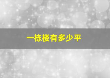 一栋楼有多少平