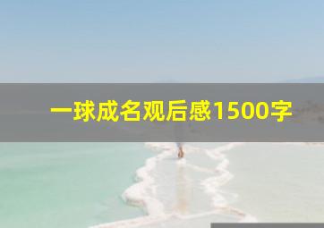 一球成名观后感1500字