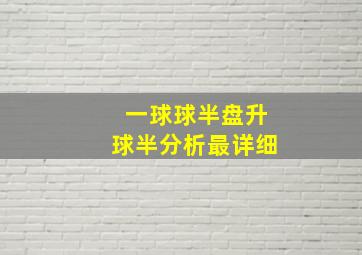 一球球半盘升球半分析最详细