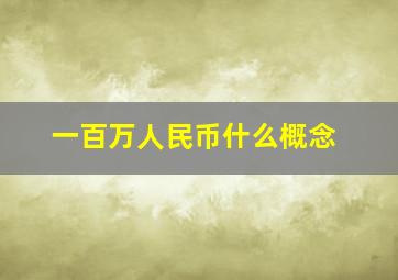 一百万人民币什么概念