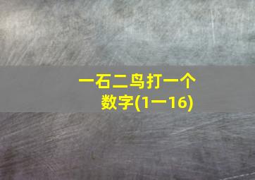 一石二鸟打一个数字(1一16)