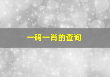 一码一肖的查询