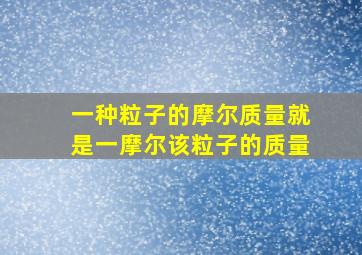 一种粒子的摩尔质量就是一摩尔该粒子的质量