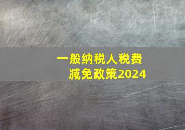 一般纳税人税费减免政策2024