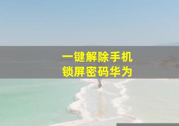 一键解除手机锁屏密码华为