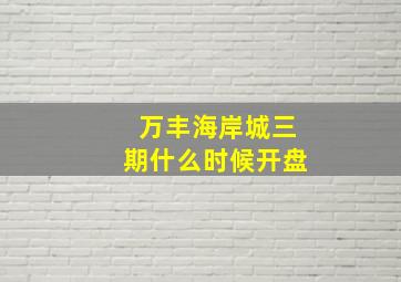 万丰海岸城三期什么时候开盘