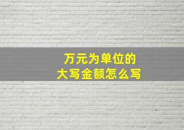 万元为单位的大写金额怎么写