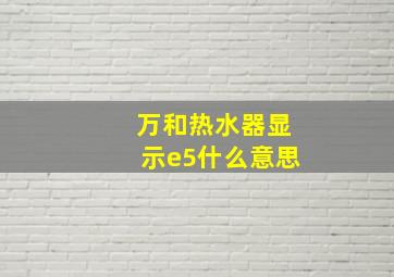 万和热水器显示e5什么意思