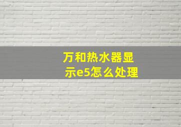 万和热水器显示e5怎么处理