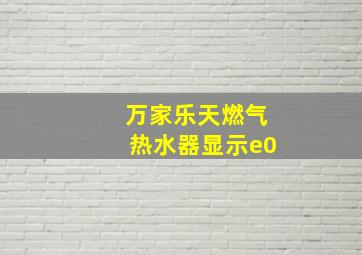 万家乐天燃气热水器显示e0