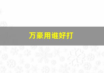 万豪用谁好打