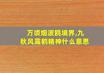 万顷烟波鸥境界,九秋风露鹤精神什么意思