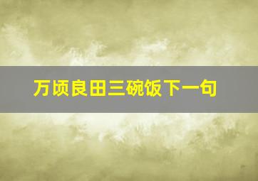 万顷良田三碗饭下一句