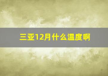 三亚12月什么温度啊