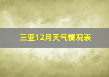 三亚12月天气情况表