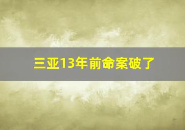 三亚13年前命案破了