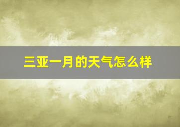 三亚一月的天气怎么样