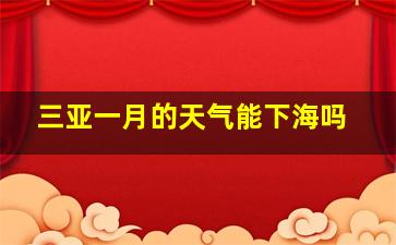 三亚一月的天气能下海吗